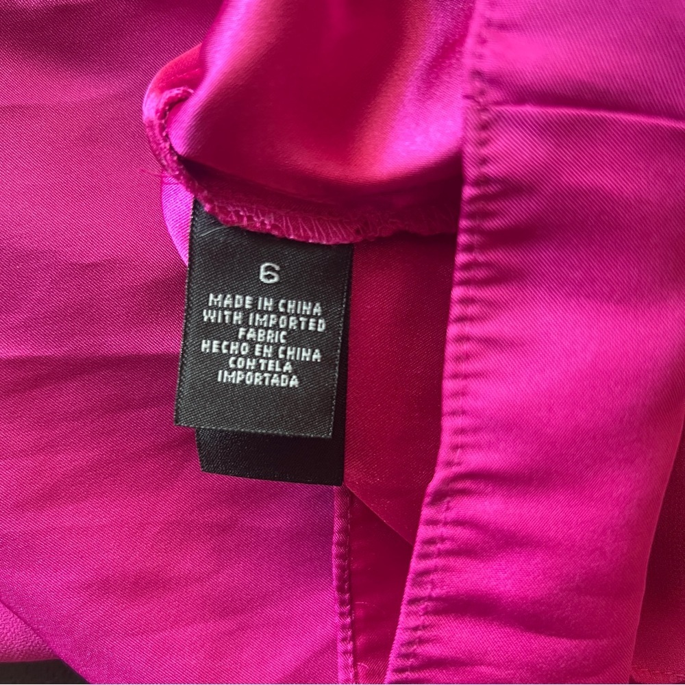 Democracy Fuchsia Chiffon Pleated Cocktail Dress Empire Waist Party Dress Size 6 - Picture 10 of 11